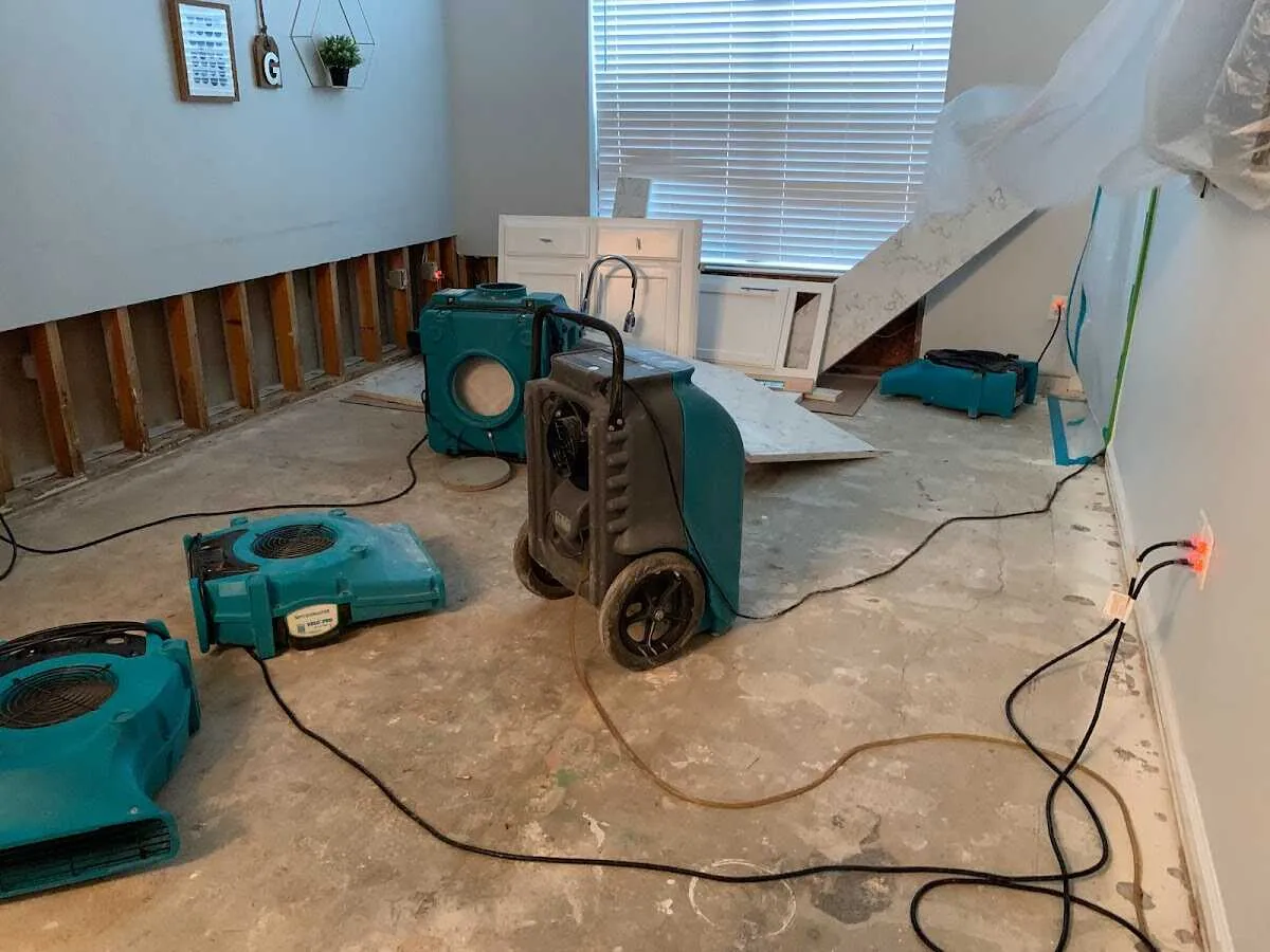 Dehumidifier in flood-cut room for Water Damage Restoration in Key West